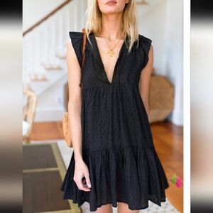 Emerson Fry Angel Dress - Black Swiss Dots Size Small/xs Mini Cap Sleeve